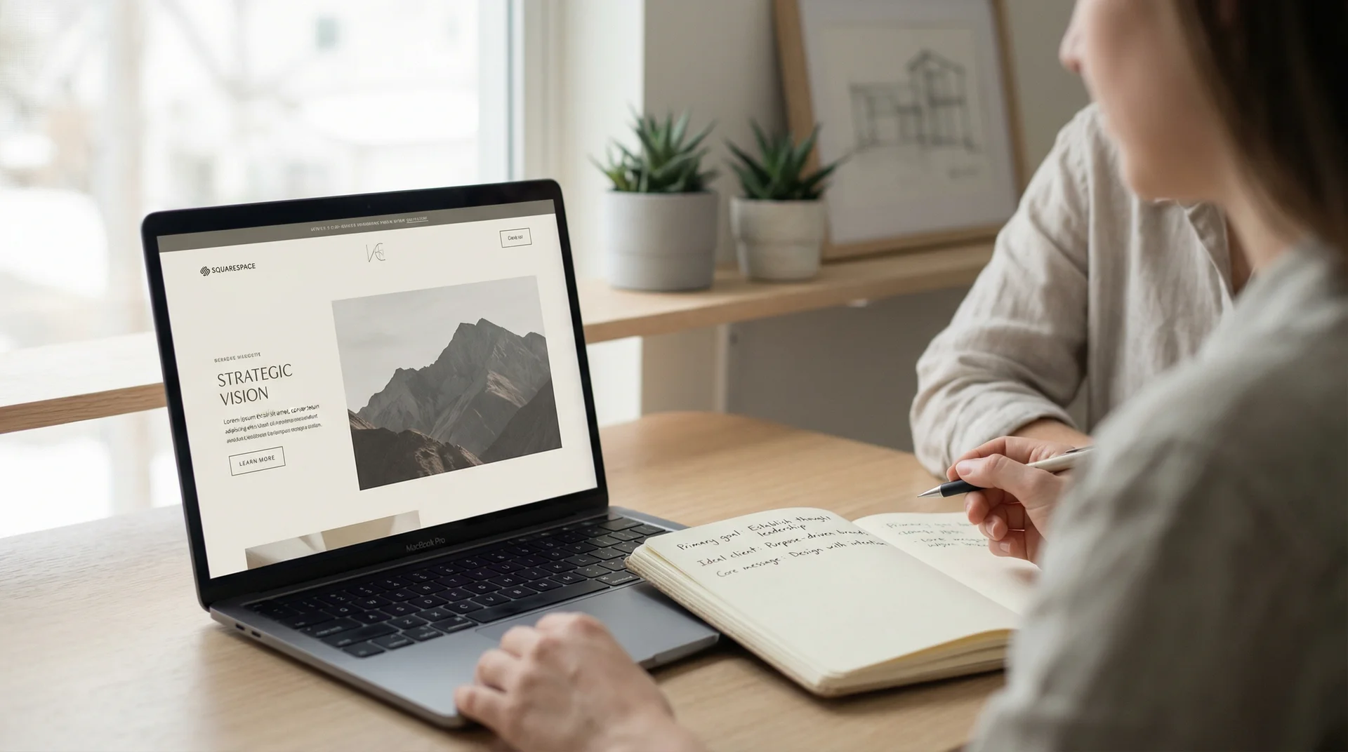 Custom Squarespace website design example — homepage layout with hero, services, and proof sections.