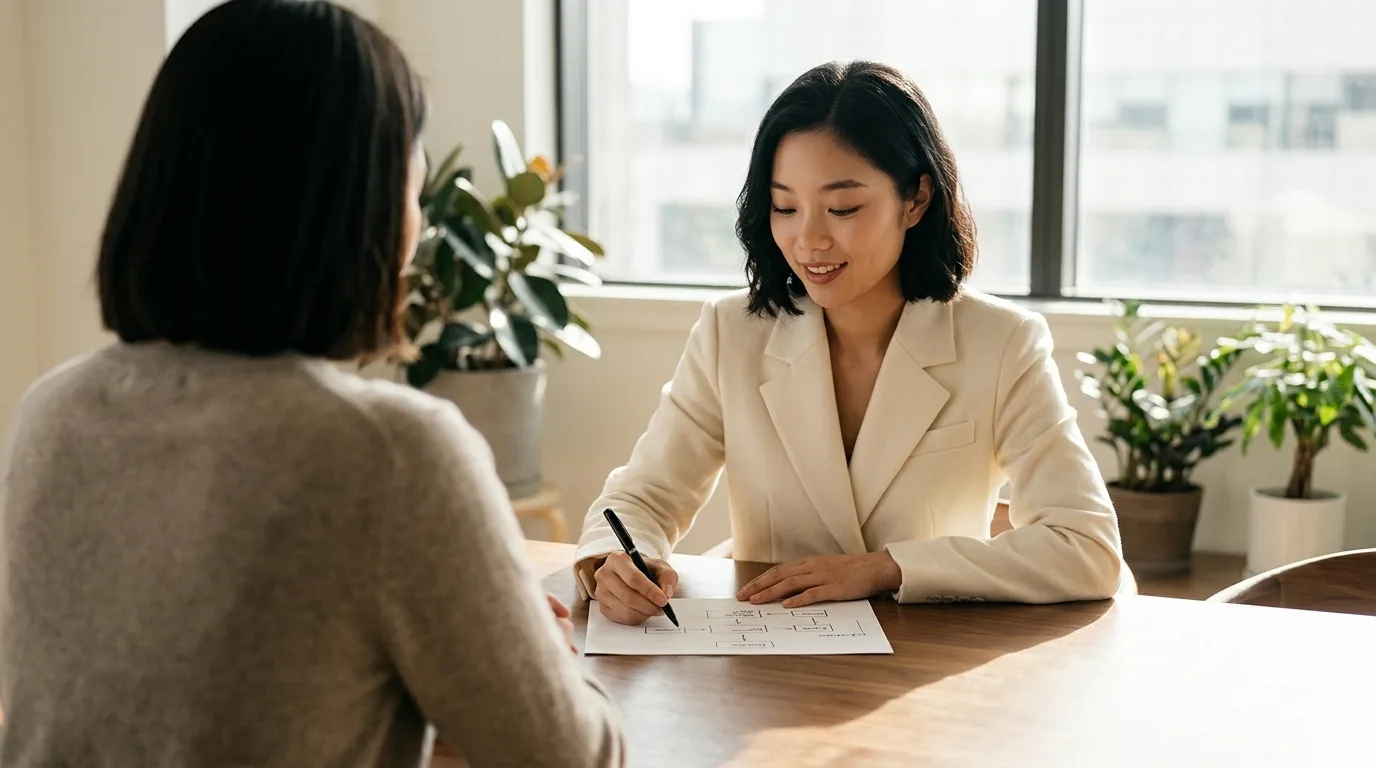 An operations consultant mapping a better workflow with a client