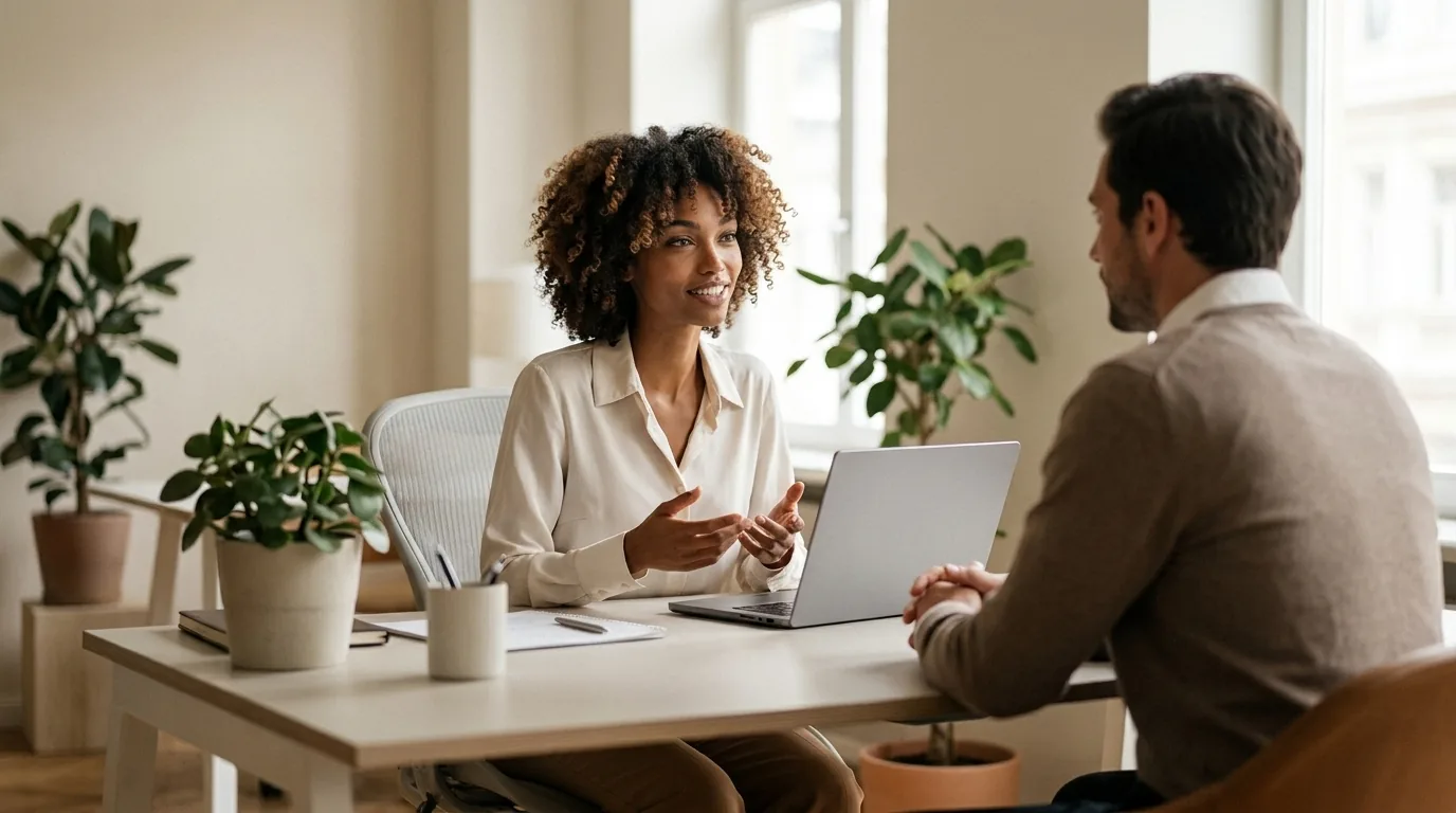 A technology consultant talking a client through options