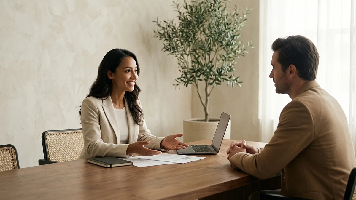 An advisor presenting results to a client