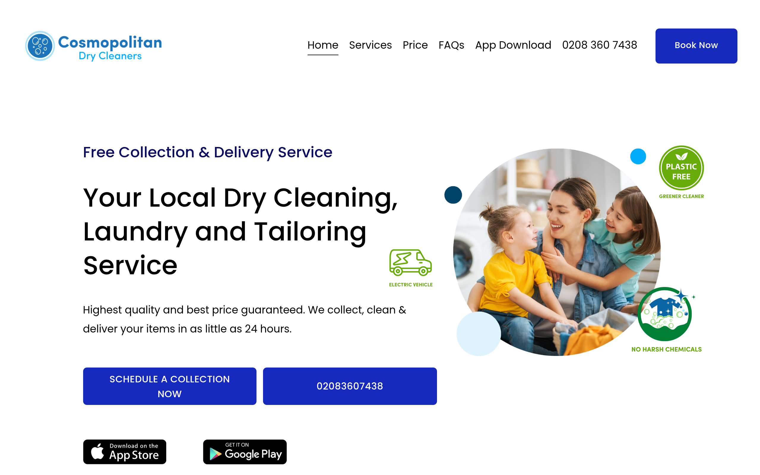 Cosmopolitan Dry Cleaners website screenshot