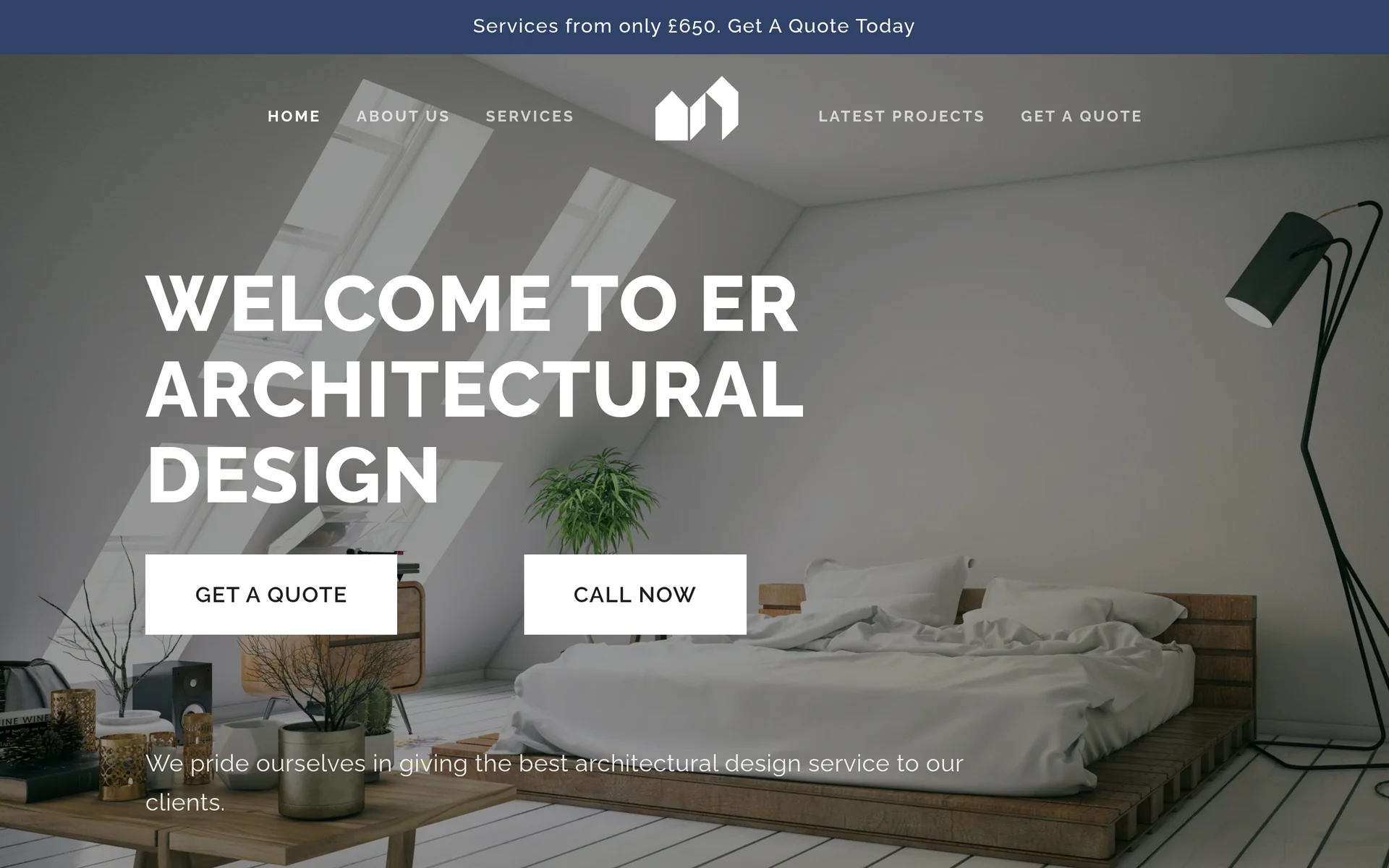 ER Arch Design, an architecture practice website designed on Squarespace by SQSP Agency, showing a large-format editorial project portfolio